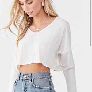 Brand new white ripped crop top long sleeve